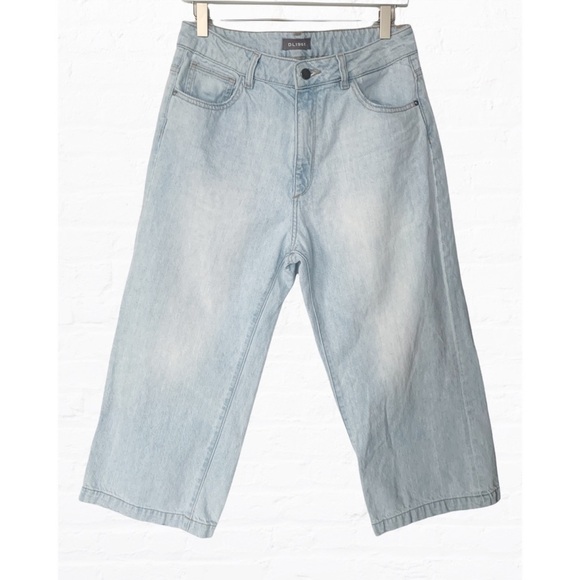 Dl1961 Hepburn Cropped Jeans High Rise Wide Leg Light Wash in Ibiza - Picture 4 of 11
